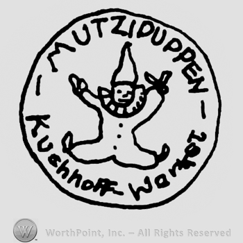 Mutziduppen written with uppercase letters over a running clown, Kuchhoff Market written with lowercase letters below, all inside a circle