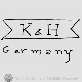 Uppercase K&H on a label over Germany written with lowercase letters