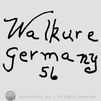 Walkure handwritten over Germany written with lowercase letters, number 56 written below