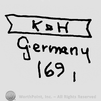 Uppercase K&H over Germany written with lowercase letters and number 169