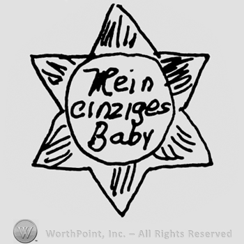 Mein Einziges Baby handwritten inside a circle, all inside a six-corner star