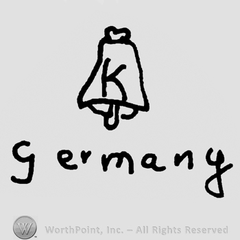 Uppercase K on a bell, Germany written below with lowercase letters