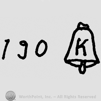 Number 190 and uppercase K on a bell