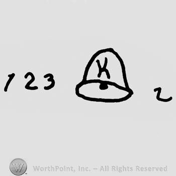 Uppercase K on a bell precedeed by number 123 and followed by number 2