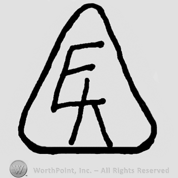 Uppercase EK inside a triangle
