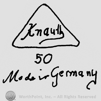 Knauth handwritten, signature-like in a triangle, number 50 and Made in Germany with lowercase letters written below