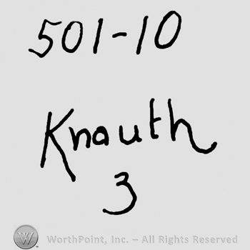 Numbers 501 and 10 written over Knauth with lowercase letters and number 3
