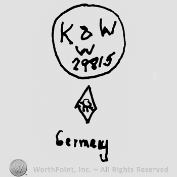 Uppercase K&W over uppercase W and number 29815 inside a circle, over a diamond with an undescifrable design inside, Germany written below with lowercase letters