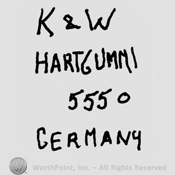 Uppercase K&W over Hartgummi 5550 Germany written with uppercase letters