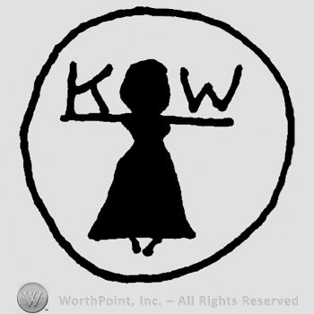 Uppercase K and W on the arms of a puppet, all inside a circle
