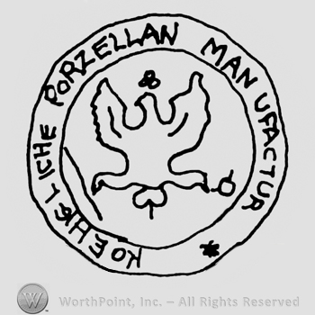 Round design with eagle holding cross in the center, Koehgliche Porzellan Manufactur