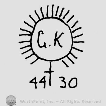 Uppercase G.K.inside a sun, number 44 and 30 written below