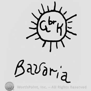 Uppercase G&K inside a sun, Bavaria written below with lowercase letters