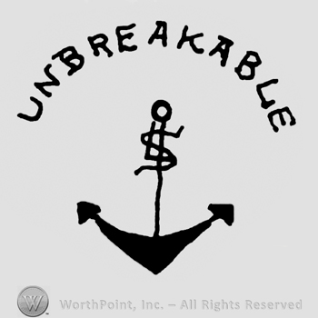 Unbreakable written with uppercase letters over an anchor