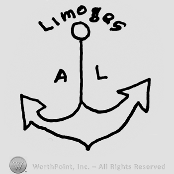 Limoges written with lowercase letters over an anchor with uppercase A and L