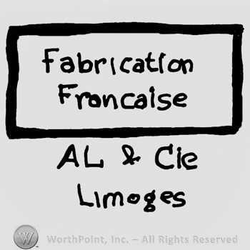 Fabrication Francaise written with lowercase letters inside a rectangle, AL&Cie. Limoges written below with uppercase and lowercase letters