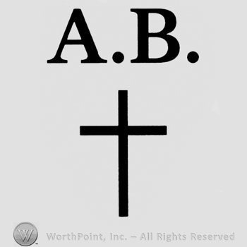 Uppercase AB above cross.