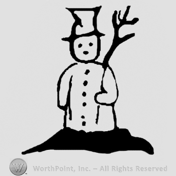 Snowman with a branch.
