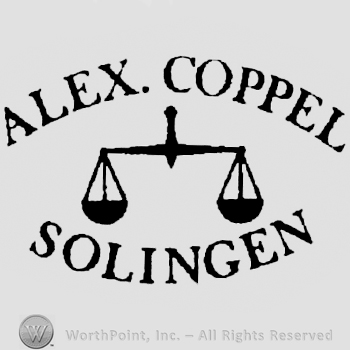 Alex Coppel Solingen written with uppercase letters around a scale