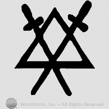 Crossed swords on a pyramid