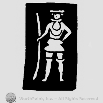 Man with stick in a black rectangle.