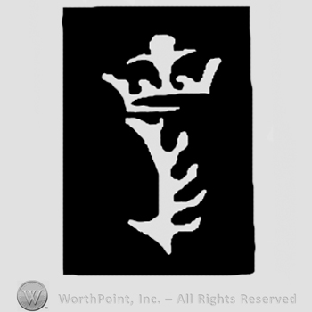 Crowned stag antler in a black rectangle.