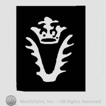 Crowned double stag antlers in a black rectangle.
