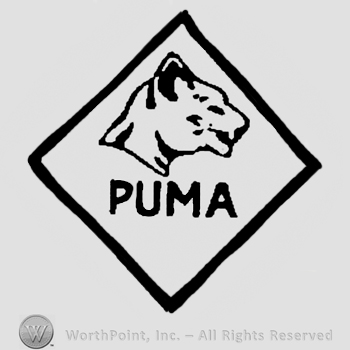 Puma head in a diamond, Puma written with uppercase letters