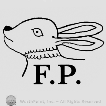 Rabbit head over uppercase F.P.