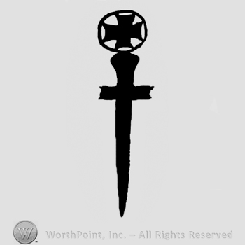 Maltese cross over knight's broadsword