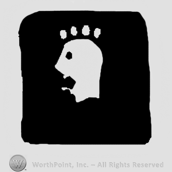 Old style king's head on a black background.