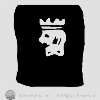 Old style king's head on a black background.