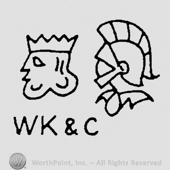 King's head and knight's head, uppercase WK&C