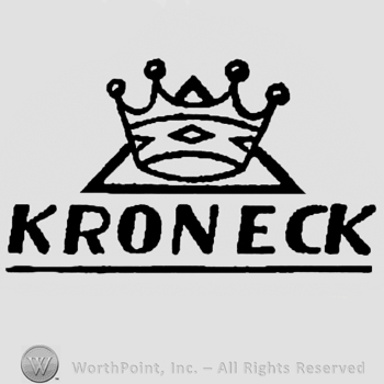 Crown and triangle above Kroneck written with uppercase letters