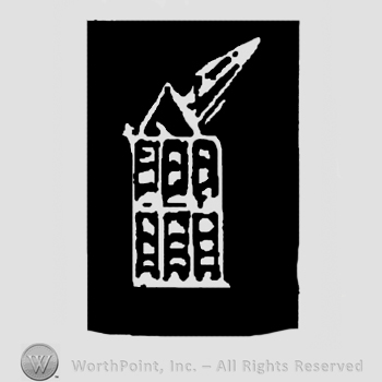 Cathedral spire on a black background.