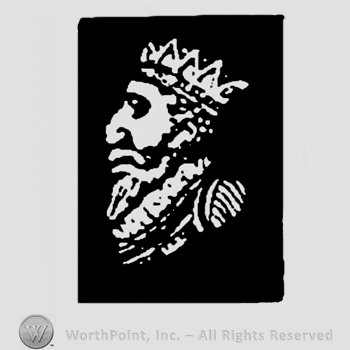 King's head with beard on a black background.