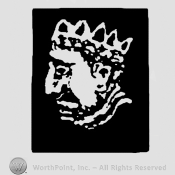 King's head with beard on a black background.