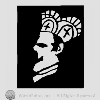 Stylized king's head with crown on a black background.
