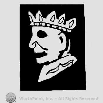 Stylized king's head without beard on a black background.