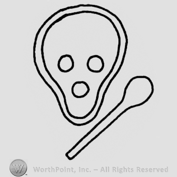 Oval shape with three circles inside and a bat