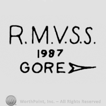 Uppercase RMVSS, number 1987, Gore written with uppercase letters followed by an arrow.