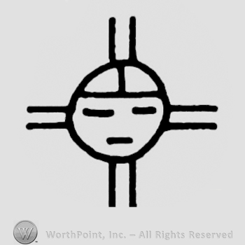 Stylized sun with face.