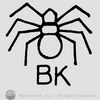 Spider and uppercase BK written below.