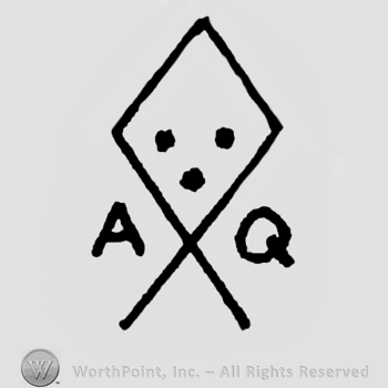 Diamond with three dots inside, uppercase AQ on the sides.