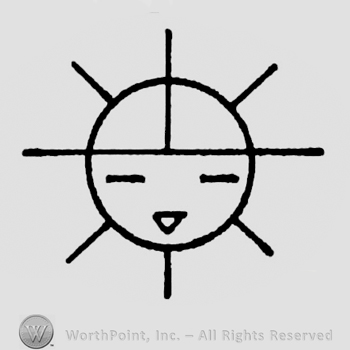 Stylized sun, similar to a face.