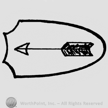 A left side arrow in a shield.