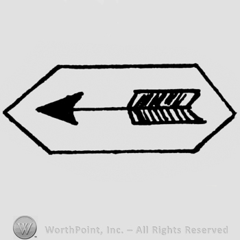 A left side arrow in a hexagon.