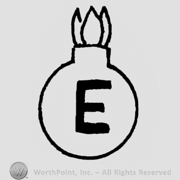 Letter E inside of a bomb.