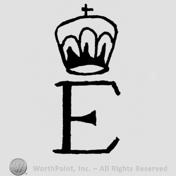 Crown with a small cross on top;letter E written under the crown.