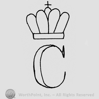 A crown with a small cross on top;letter C written bellow.
